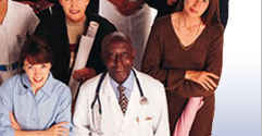 Photo of a group of people of various professions and races